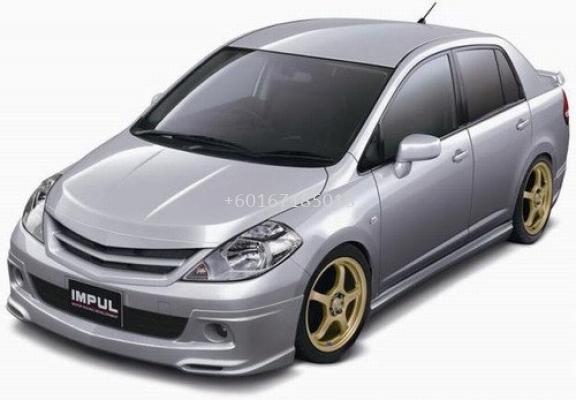 nissan latio bodykit impul bumper front lip on