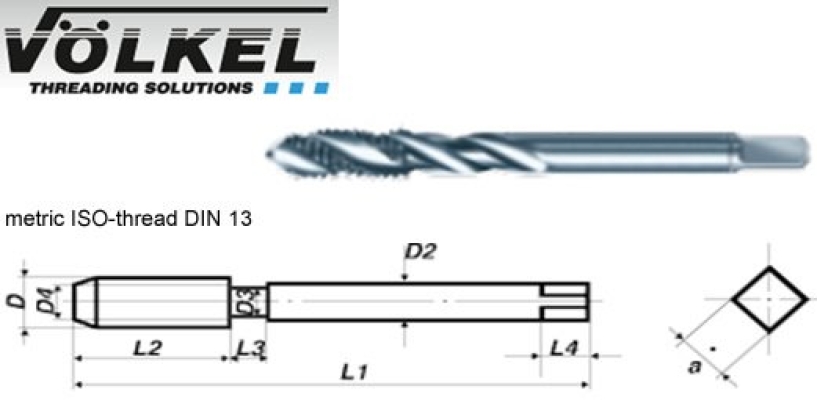 Machine Taps - Spiral Flute (M) - JIS HSS-G Tolerance ISO 2/6H