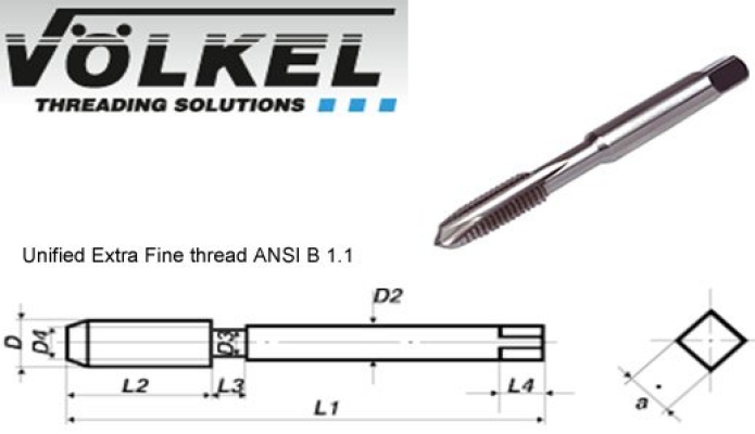 Machine Taps (UNEF) - ISO 529 Form B HSS-E Tolerance 2B