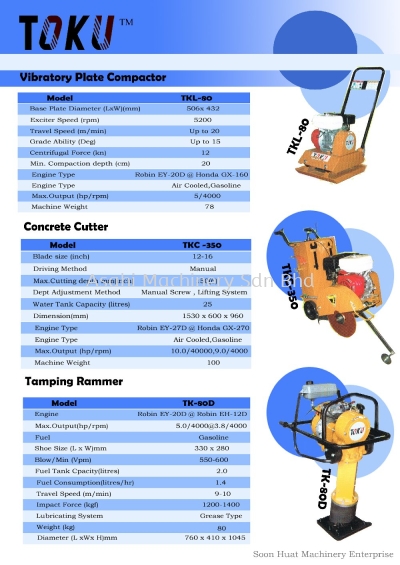 Vibratory Plate Compactor,Concrete Cutter & Tamping Rammer