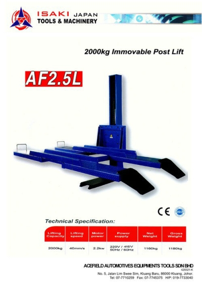 Single Column Platform Lift AF2.5L