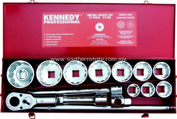 KENNEDY 15piece Metric Socket Set