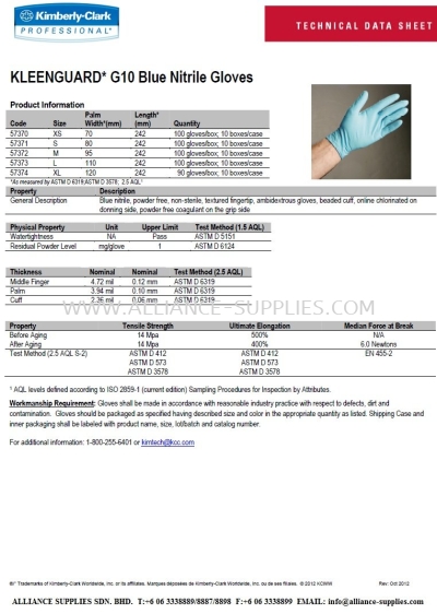 Kleenguard G10 Blue Nitrile Gloves