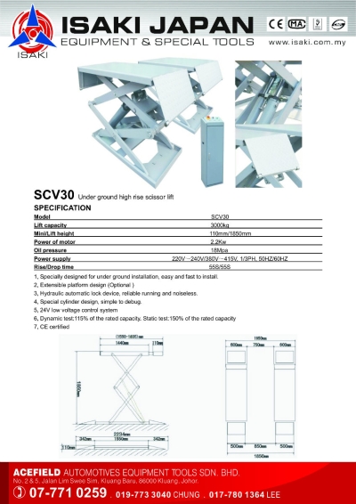 SCV30 Under Ground High Rise Scissor Lift