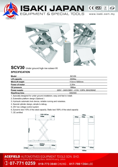 SCV30 Under Ground High Rise Scissor Lift