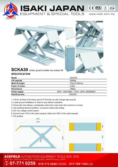 SCKA30 Under Ground Middle Rise Scissor Lift