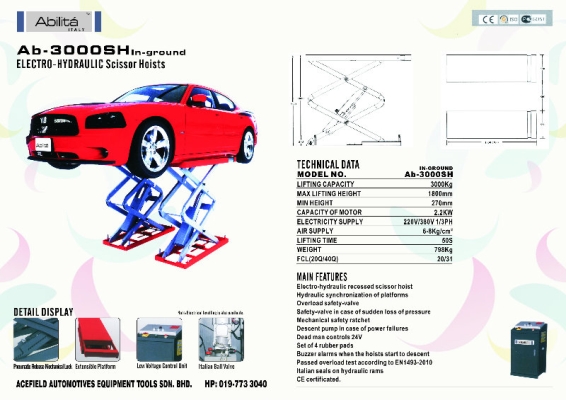 AB - 3000SH In-Ground Electro - Hydraulic Scissor Hoists