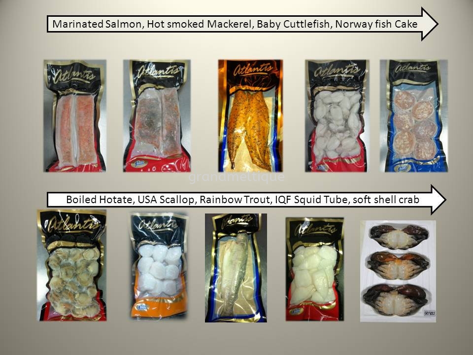 Variety Of Frozen Seafood Retail packing