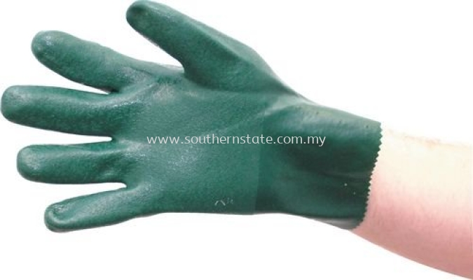 绿色防化PVC涂层尼龙手套（大握力）
