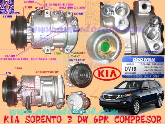 (CPS)   Kia Sorento 3 DW 6PK Compressor