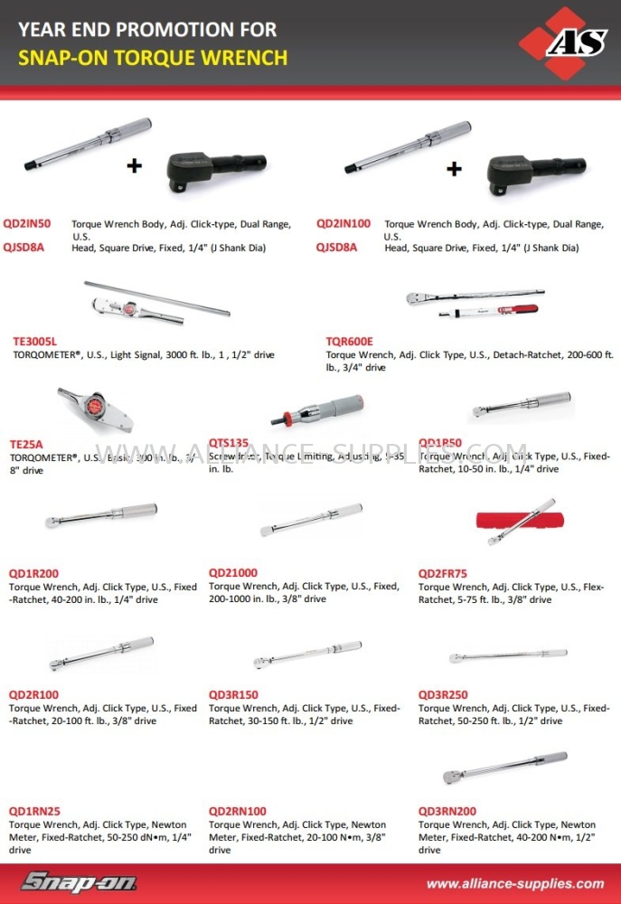 Year End Promo: SNAP-ON Torque Wrenches