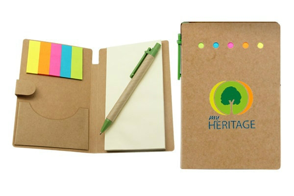 E014  Eco Sticky  Note Memo Pad with Recycled Paper Pen