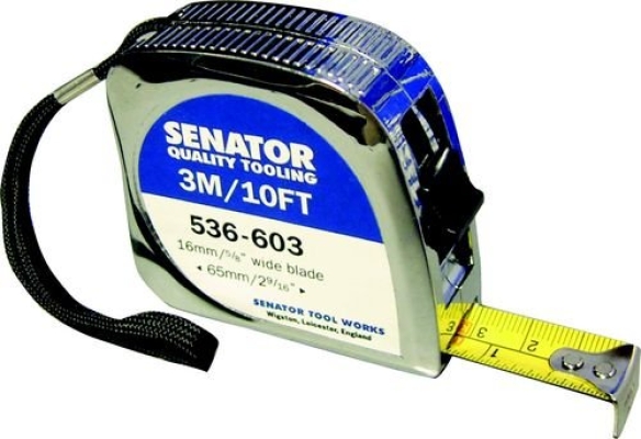 Measuring Tape, Locking Tape Measure Chrome Cased 5m, SEN5366060K