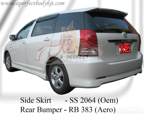 Toyota Wish 2006 Oem Side Skirt & Aero Style Rear Bumper 