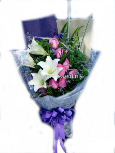 Lillies/Tulips bouquet 03-Romance For All(SGD68)