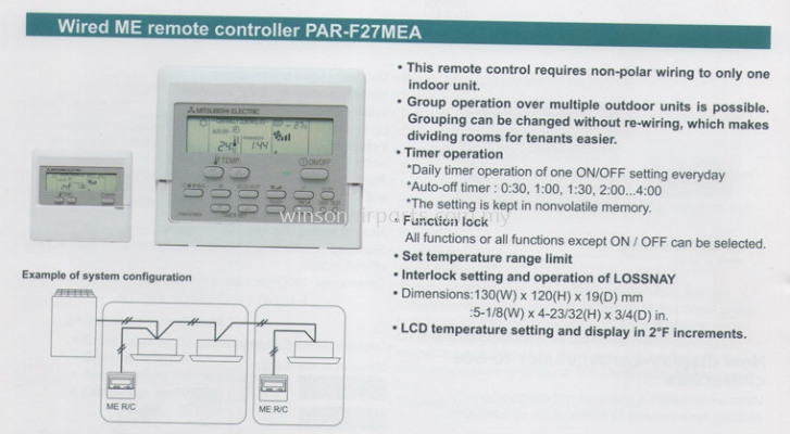 Wired ME Remote Controller PAR-F27MEA