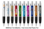 PP04 550M New York_Metallic_Push Action Ball Plastic Pen Pens - Plastic Pens