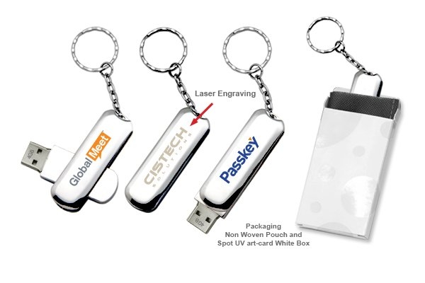 USB013 Metal USB Swivel Flash Drive 4GB with Key Holder