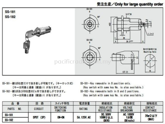 Key Lock Switches SS-181~182