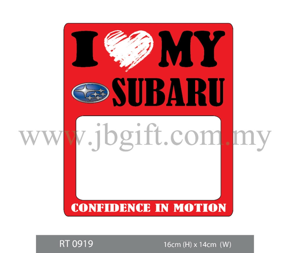 RT 0919 Car Decal (Road Tax Sticker) - Subaru 16cm X 14cm-01 Car Decal (Road Tax Sticker) Sticker