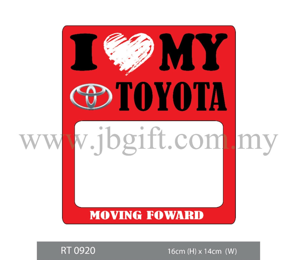 RT 0920 Car Decal (Road Tax Sticker) - Toyota 16cm X 14cm-01 Car Decal (Road Tax Sticker) Sticker