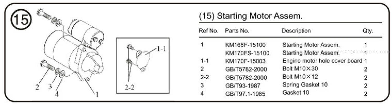 15. Starting Motor Assem (KM170FE-15000)