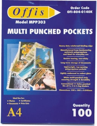 A4 Punched Pockets, OFI8040140K