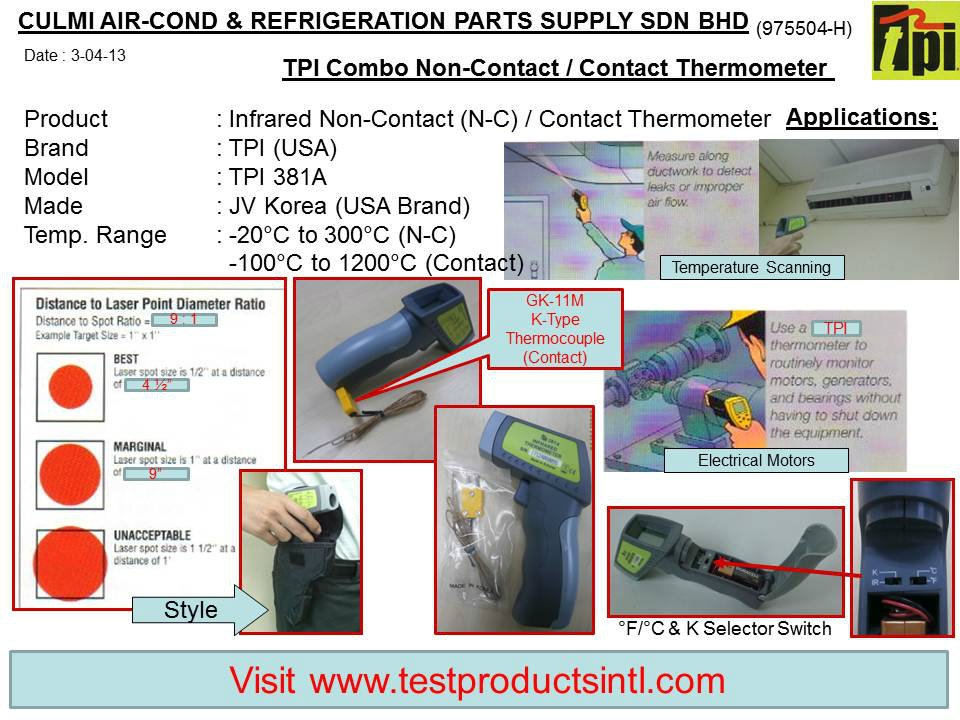 TPI-381A / 383A / 384A Comba Non-Contact (N-C) / Contact Thermometer