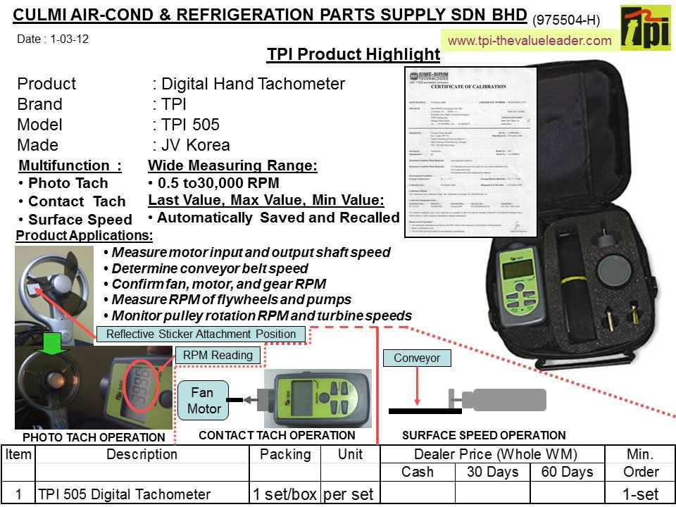 TPI-505 Digital Hand Tachometer
