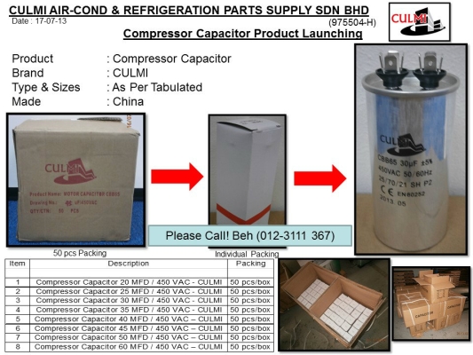 CULMI 5UF-60UF Running Capacitor