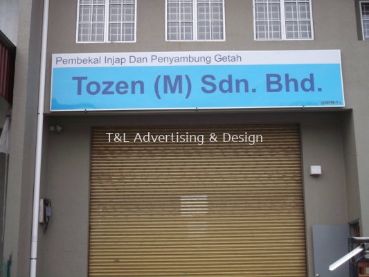 Tozen 4ft x 20ft GI signboard (Spray blue & cut-out sticker)