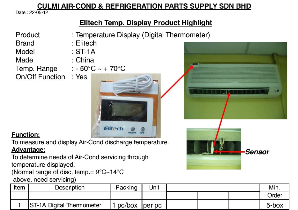 ELITECH Digital Thermometer ST-1A