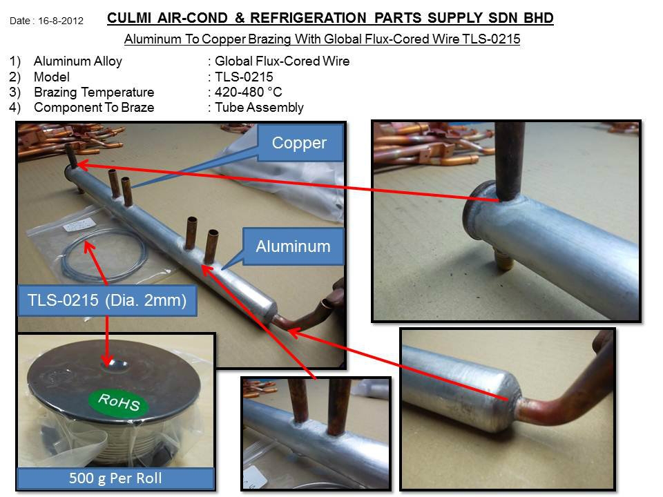 GLOBAL TLS-0215 (Dia. 2mmx500g/roll) Flux-Cored Wire For Cu-AL