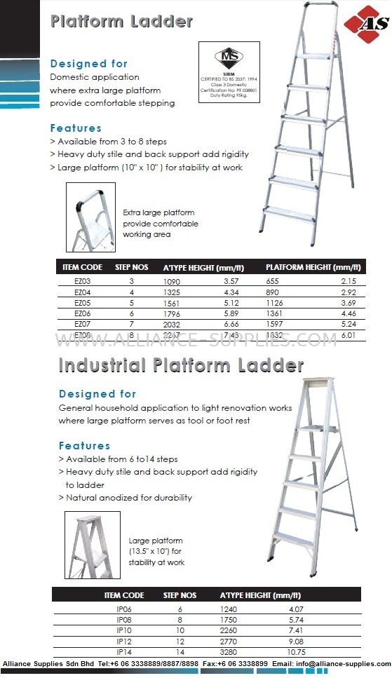 Platform Ladder & Industrial Platform Ladder Access Equipment MRO CONSUMABLES / HARDWARE
