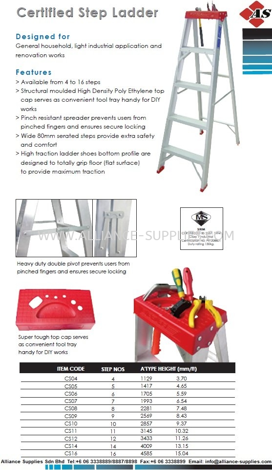 Certified Step Ladder With Super Tough Tool Tray Access Equipment MRO CONSUMABLES / HARDWARE