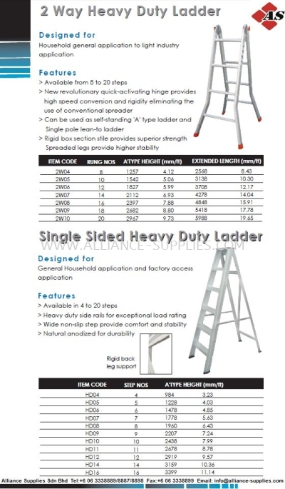 Two Way Heavy Duty Ladder & Single Sided Heavy Duty Ladder