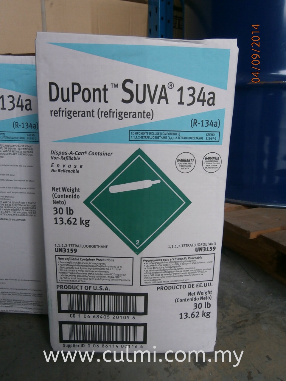 SUVA 134a (DuPont) Refrigerant Gas (13.62kg)