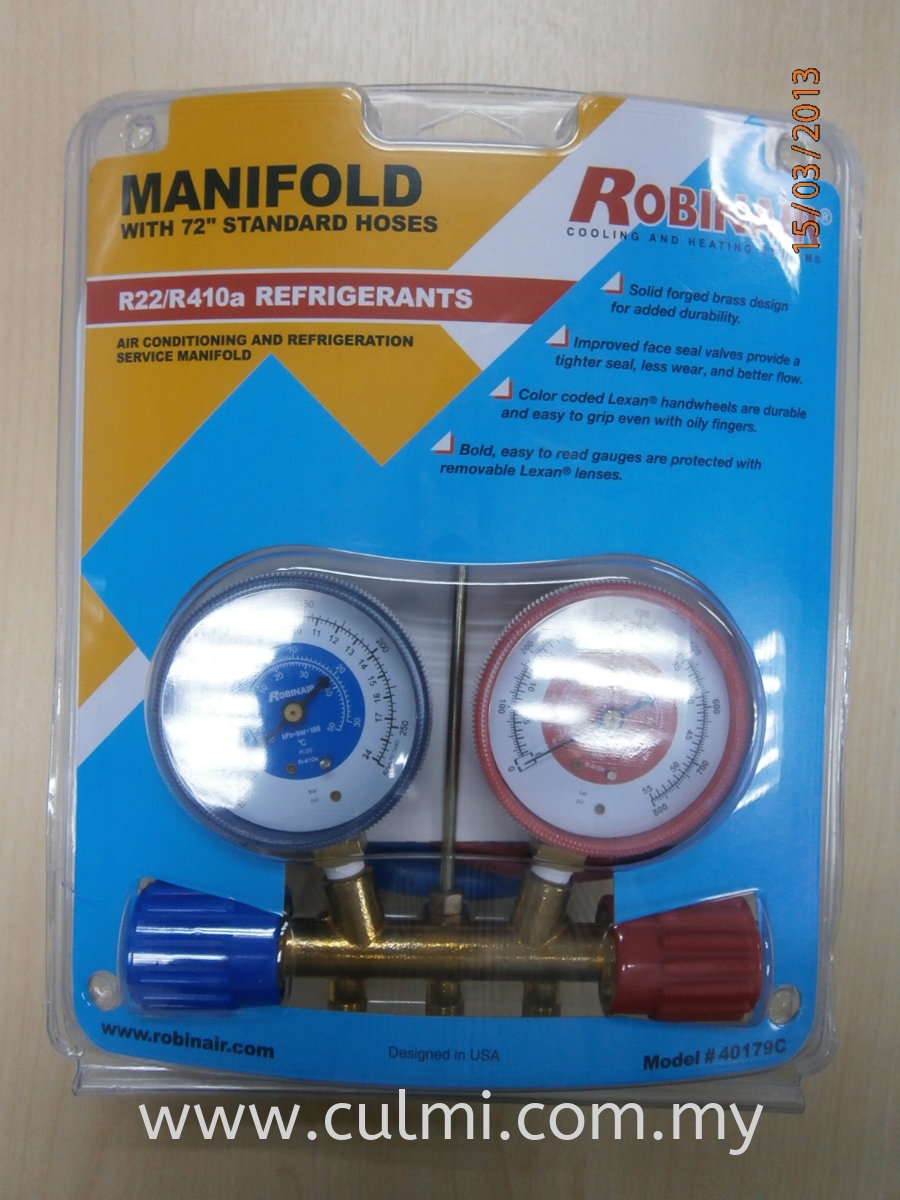 ROBINAIR 40179C MS C/W 6FT (3) 5/16" ADP (R410A/R22)