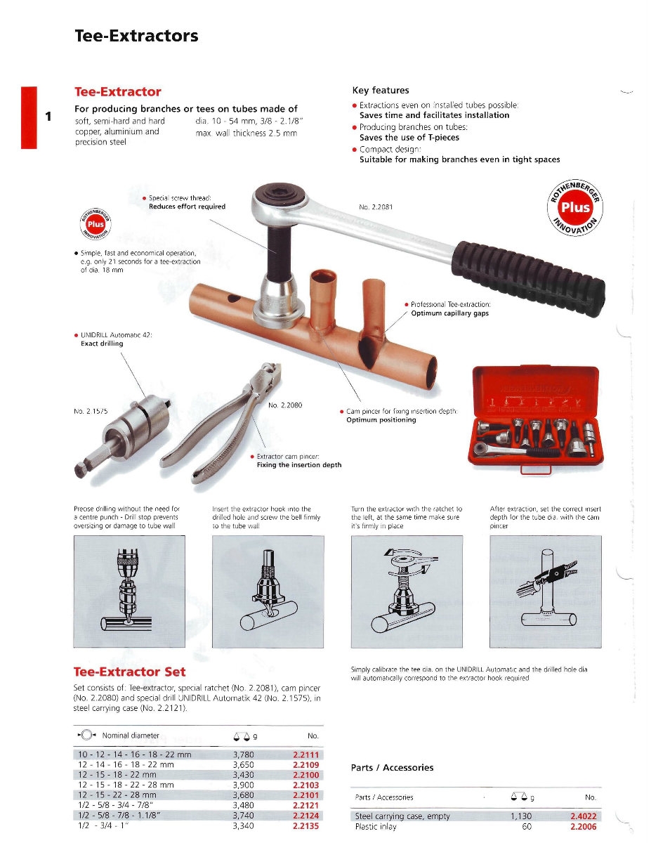 ROTHENBERGER TEE EXTRACTOR SET 2.2124