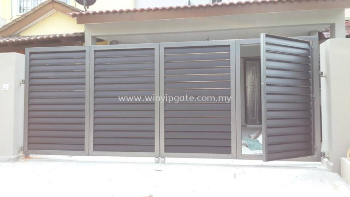 Mild Steel Metal Folding Gate and Fully Aluminum Wood Plate with Po