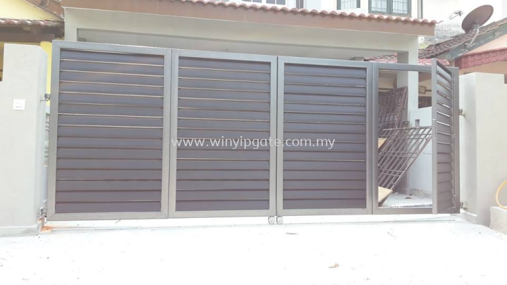 Mild Steel Metal Folding Gate and Fully Aluminum Wood Plate with Po