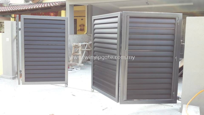 Mild Steel Metal Folding Gate and Fully Aluminum Wood Plate with Po