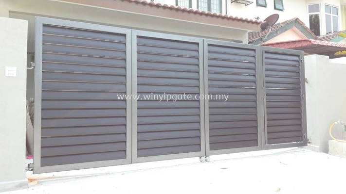 Mild Steel Metal Folding Gate and Fully Aluminum Wood Plate with Po