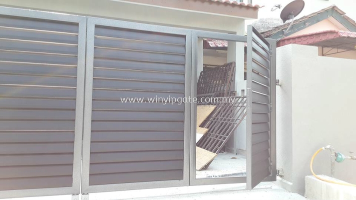 Mild Steel Metal Folding Gate and Fully Aluminum Wood Plate with Po