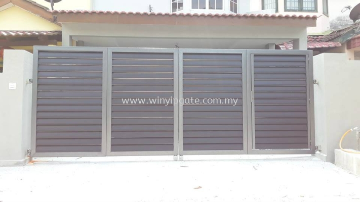 Mild Steel Metal Folding Gate and Fully Aluminum Wood Plate with Po