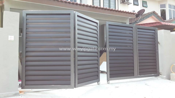 Mild Steel Metal Folding Gate and Fully Aluminum Wood Plate with Po