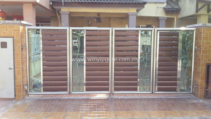 Stainless Steel 13F Folding Gate and Aluminum Wood Plate @ Tempered