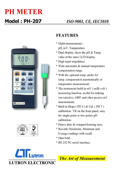 LUTRON PH-207 PH METER