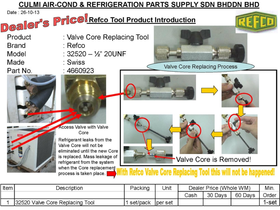 Refco Valve Core Replacing Tool