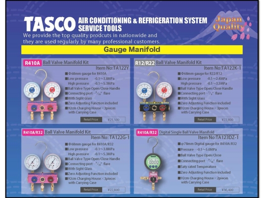 TASCO Manifold Gauge Set Product Range